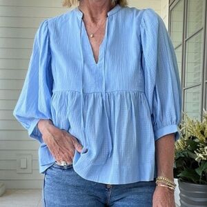 NWT Dear John Malia Cotton Gauze V Neck Blouse